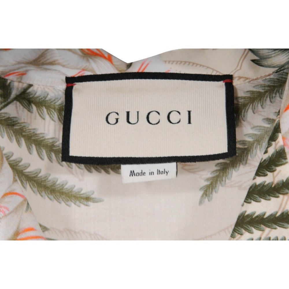 Gucci Mens Dual Pocket Bowling Shirt 50 Medium Floral Hawaiian Print Button Down - Picture 6 of 8